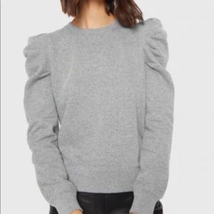 Gray sweatshirt with ruffle sleeves